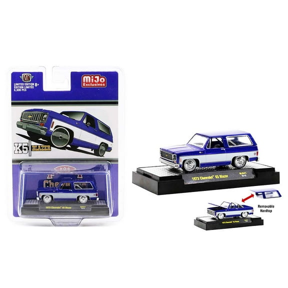 1973 Chevrolet K5 Blazer Purple Metallic and White Limited Edition to 6600 pieces 1/64 Diecast Model Car by M2 Machines