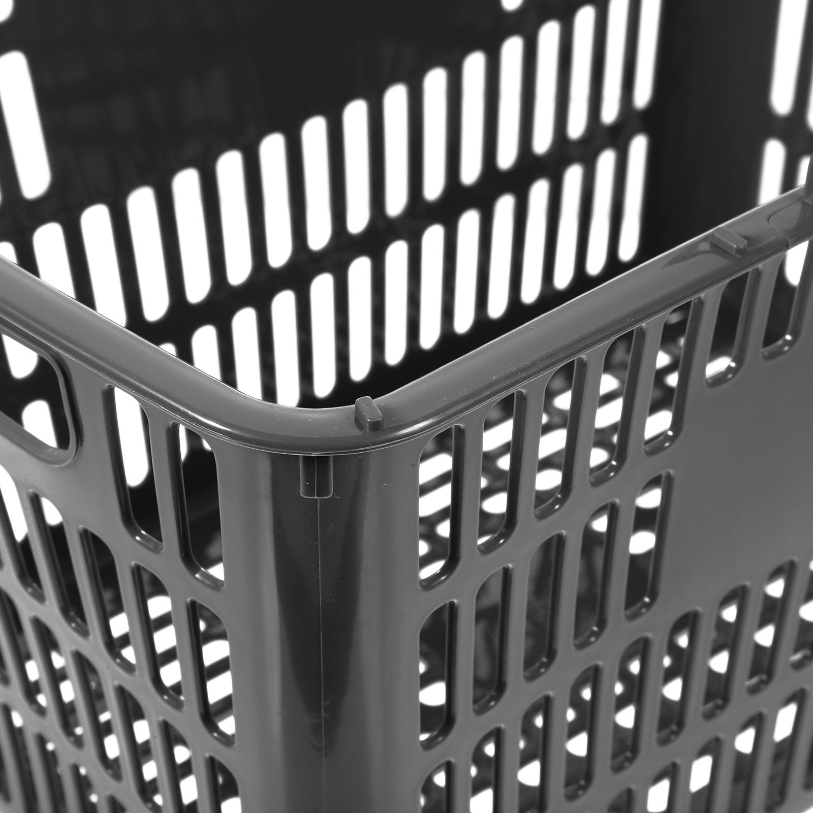 AURARMLET Black Plastic Shopping Basket Portable Handles for Home Storage 1Pc