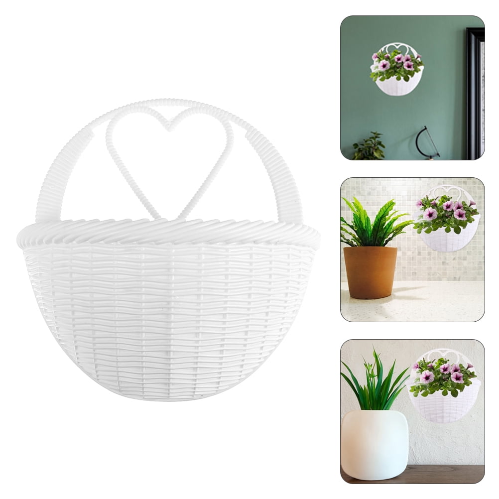 unbranded 8 pcs Hanging Rattan Flower Basket Wicker Hanging Planter Pot For Plants Basket Pot Floral Containers White