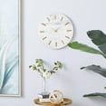 thumbnail image 3 of CosmoLiving by Cosmopolitan 15" White Marble Wall Clock with Gold Metal Accents, 3 of 13