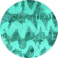 thumbnail image 1 of Ahgly Company Machine Washable Indoor Round Abstract Turquoise Blue Modern Area Rugs, 3' Round, 1 of 4
