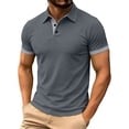 thumbnail image 6 of Men's Shirts, Mens Collared Shirts Short Sleeve Casual Golf Shirt Contrast Trim Button Placket Athletic Summer Work Top Travel Wear Dark Gray S, 6 of 8
