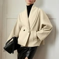 thumbnail image 4 of ZQUUVOU Fall Winter Jacket for Women Loose Large Lapel Collar Button Front Wool Blend Coat with Pockets for Thermal Outfits Beige, 4 of 7