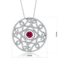 thumbnail image 2 of Gem Stone King Red Created Ruby Filigree Pendant Necklace for Women | 2.20 Cttw | Round 6MM | Gemstone July Birthstone | Length: 1.5 inch | Center: 6MM | with 18 inch Chain, 2 of 2