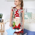 thumbnail image 4 of Fotbe Gnome And Buffalo Plaid Vestido de Dormir para Niñas de 3 a 10 Años, Mangas Cortas, Estilo Princesa, Pijama Camisón con Mangas Voladas-Small, 4 of 6