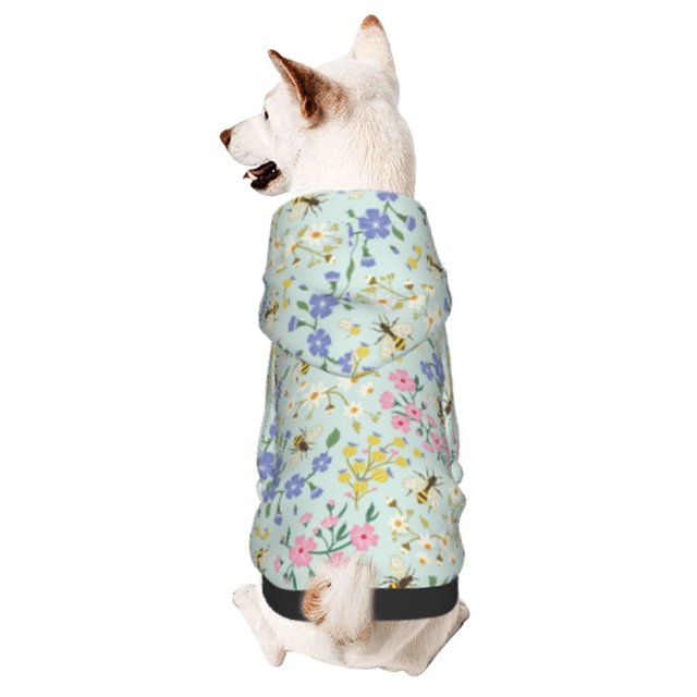 Balery Honey Bees And Flowers Sudadera con Capucha para Perros Pequeños – Ropa para Mascotas, Disfraz para Perros y Gatos, Ideal para Fiestas y Cosplay-Large