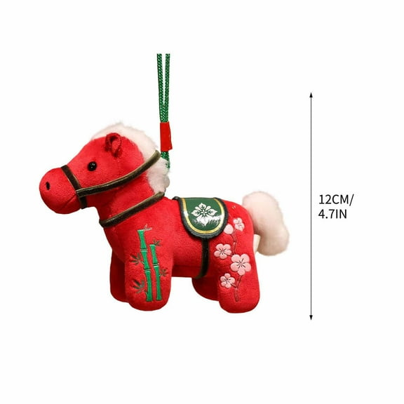 Oioii Year of The Horse Decorations 2026 Chinese New Year Horse Plush Chinese Zodiac Hanging Stuffed Animals Ornaments Cute Lunar New Years Gifts for Car, Home Decor,Red