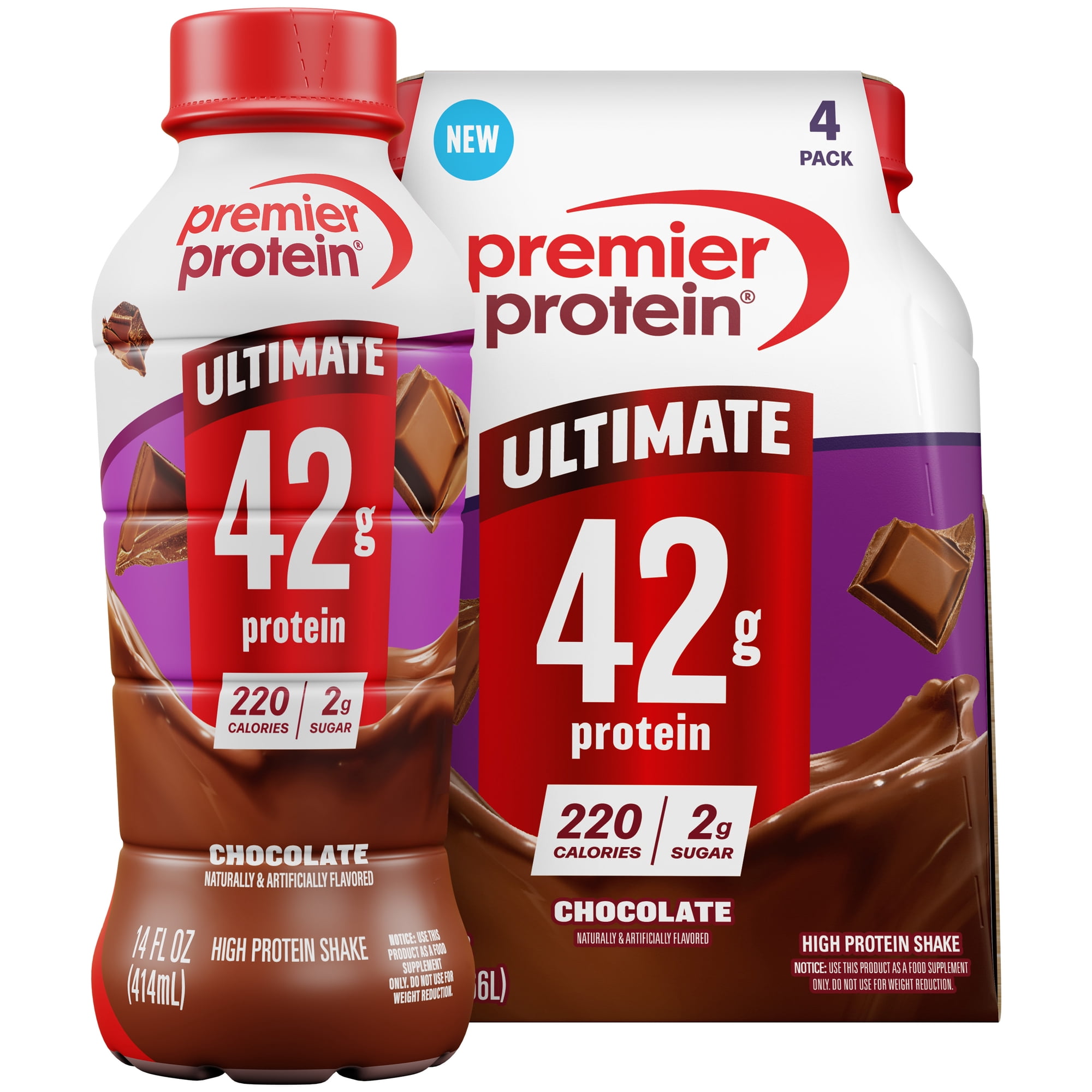 Premier Protein, Ultimate 42g Protein Shake, Chocolate, 14 Fl Oz, 4 Ct
