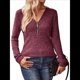 thumbnail image 1 of Suéter Holgado de Punto Acanalado con Cuello de Media Cremallera para Mujer, Blusas Casuales de Larga de Color Liso, Blusas Cómodas y Cálidas Vino Tinto M, 1 of 10