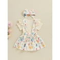 thumbnail image 5 of Musuos Baby Girl Summer Skirt Set 0-18 Months Solid Color Ribbed Knit Rompers Suspender Skirts Headband 3Pcs Cute Clothes Set, 5 of 10
