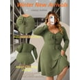 thumbnail image 7 of Sucegi Plus Size Long Sleeve Ribbed Dress - Tie Neck, Waist-Cinching, Vintage Fashion for Women, Winter New Arrivals., 7 of 7