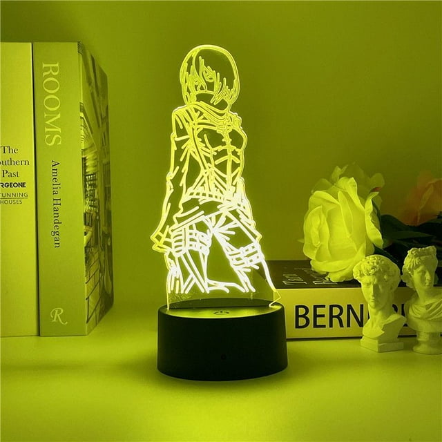 Luz nocturna LED 3D con tema Attack on Titan de Mikasa Ackerman