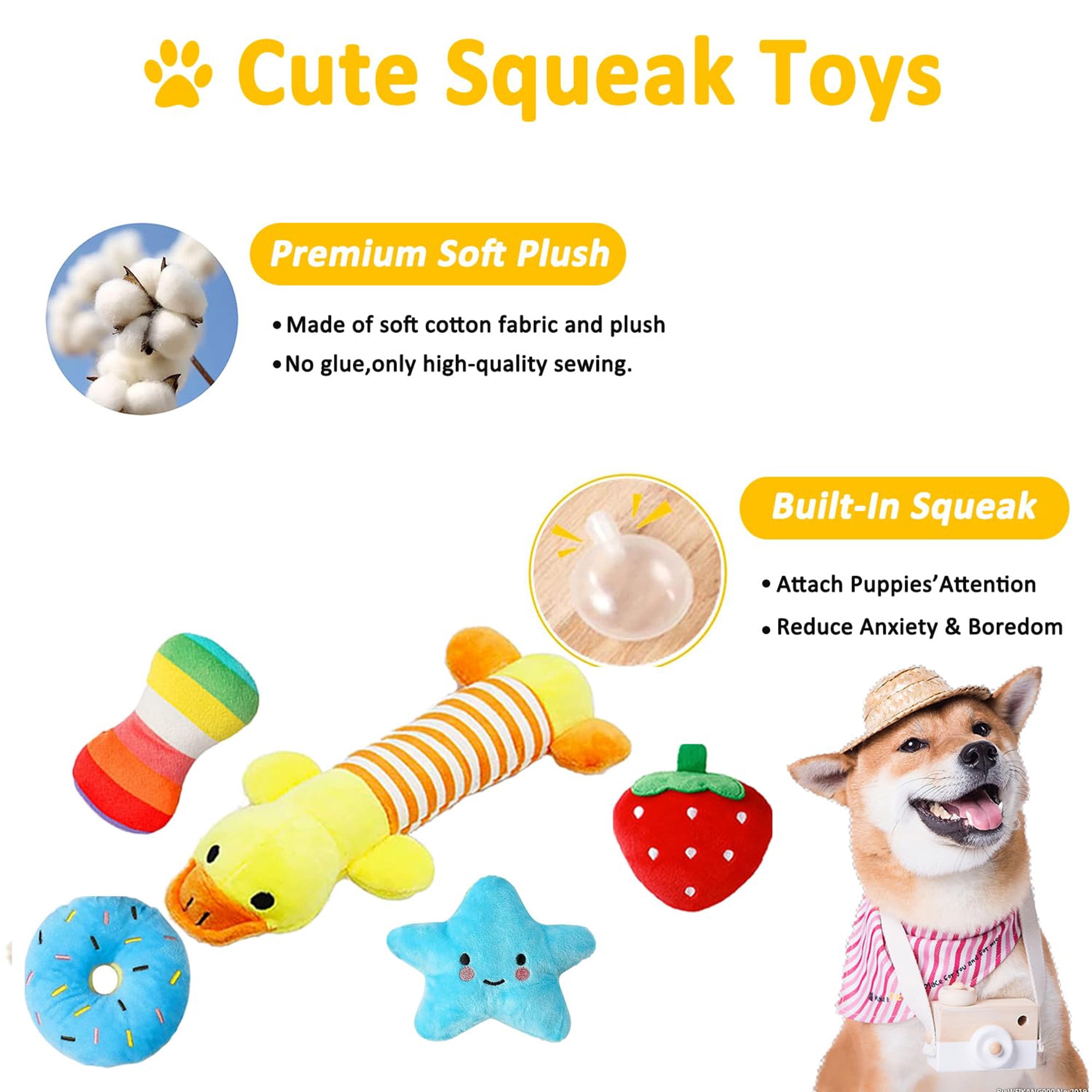Dog Toys 25 Pack for Puppy and Small Dogs, Squeaky Plush Toys, Chew Toys for Teething, Rope Toys for Tug of War, Interactive Playtime, Multicolor