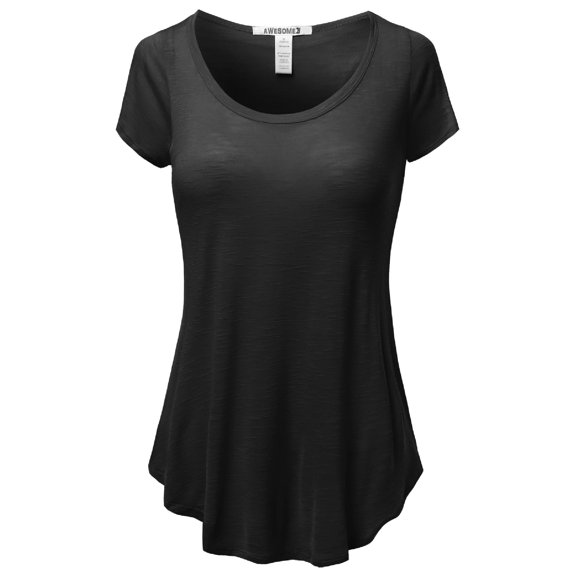 FashionOutfit Women's Basic Solid Short Sleeve Open Sides Tops