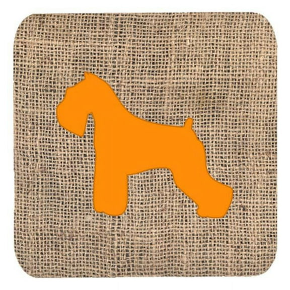 Schnauzer Burlap And Orange Foam Coasters - Set 4, 3.5 x 3.5 In.