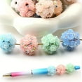 thumbnail image 3 of Zhuge 12Pcs 20mm Colorful Rose Flower Ball Beads, Diamond Accent Polymer Clay Craft Beads for Beadable Pens & Jewelry, Light Pink, 3 of 5