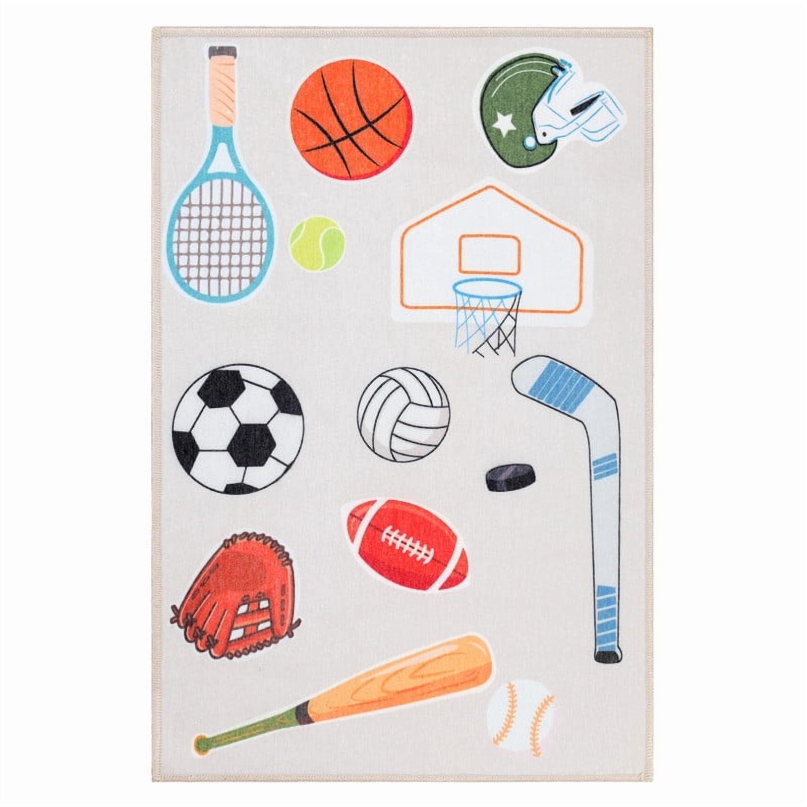 Superior All Star Non-Slip Kids Playroom Nursery Washable Indoor Area Rug, 2' x 3'