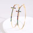 thumbnail image 1 of Joyería Cruz dorada Diamante Pendiente simple Personalidad Pendientes de círculo exagerado Pendientes femeninos Uso versátil Estilo minimalista, 1 of 6