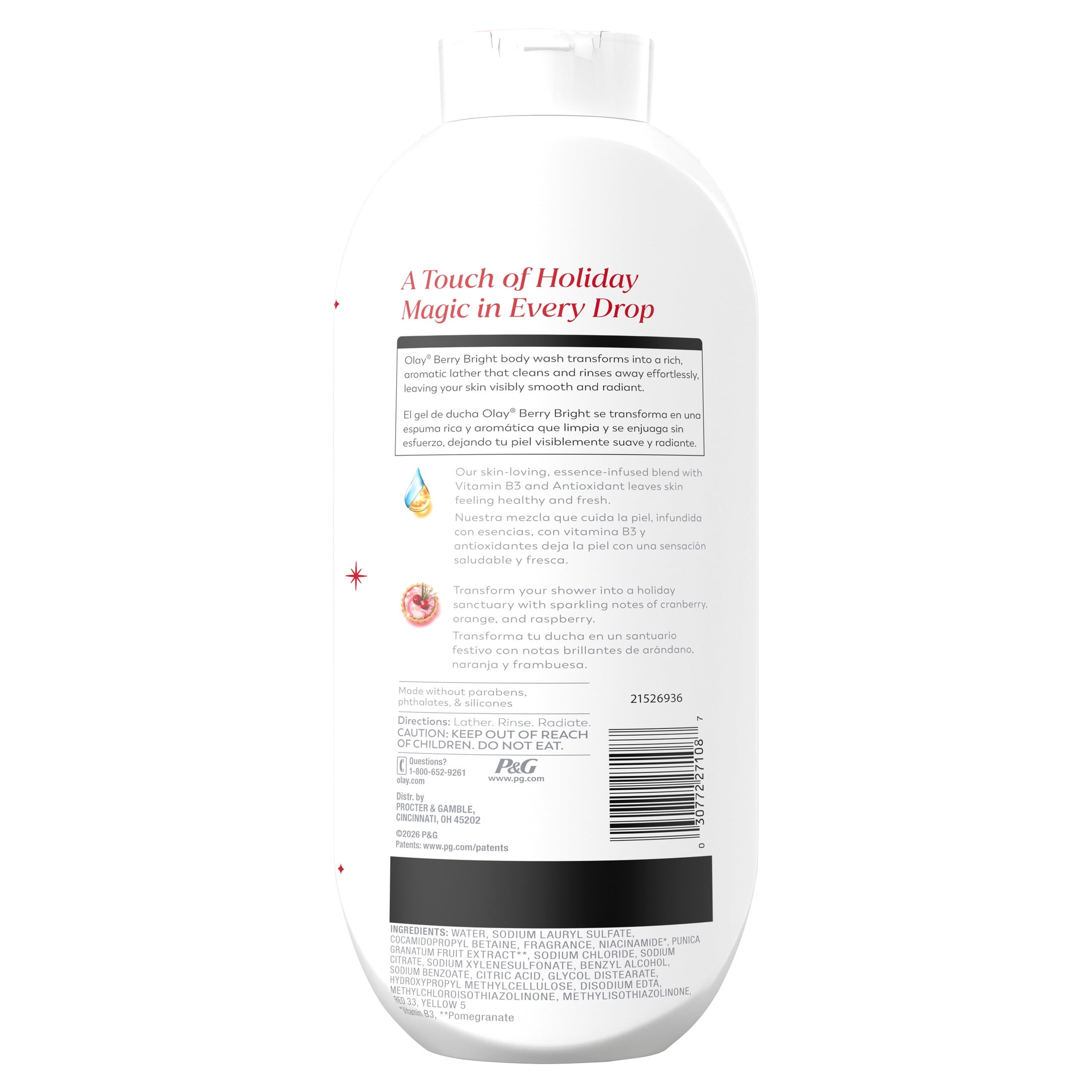 Olay Berry Bright Body Wash with Vitamin B3 and Antioxidant Blend, 24/7 Freshness, Limited Edition, 22 fl oz