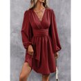 thumbnail image 2 of Women's V-Neck Long Sleeve Wrap Waist A-Line Mini Dress, 2 of 4