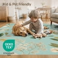 thumbnail image 4 of ODIKA 3'x5' Aqua Floral Elegance with Midnight Garden Washable Accent Rug Vintage Botanical Patterns for Timeless Decor Pet Friendly, Non-Shedding Mat for Bedside, Nursery Room, 4 of 7
