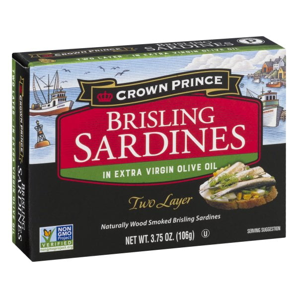 Crown Prince Two Layer Brisling Sardines in Olive Oil, 3.75 oz