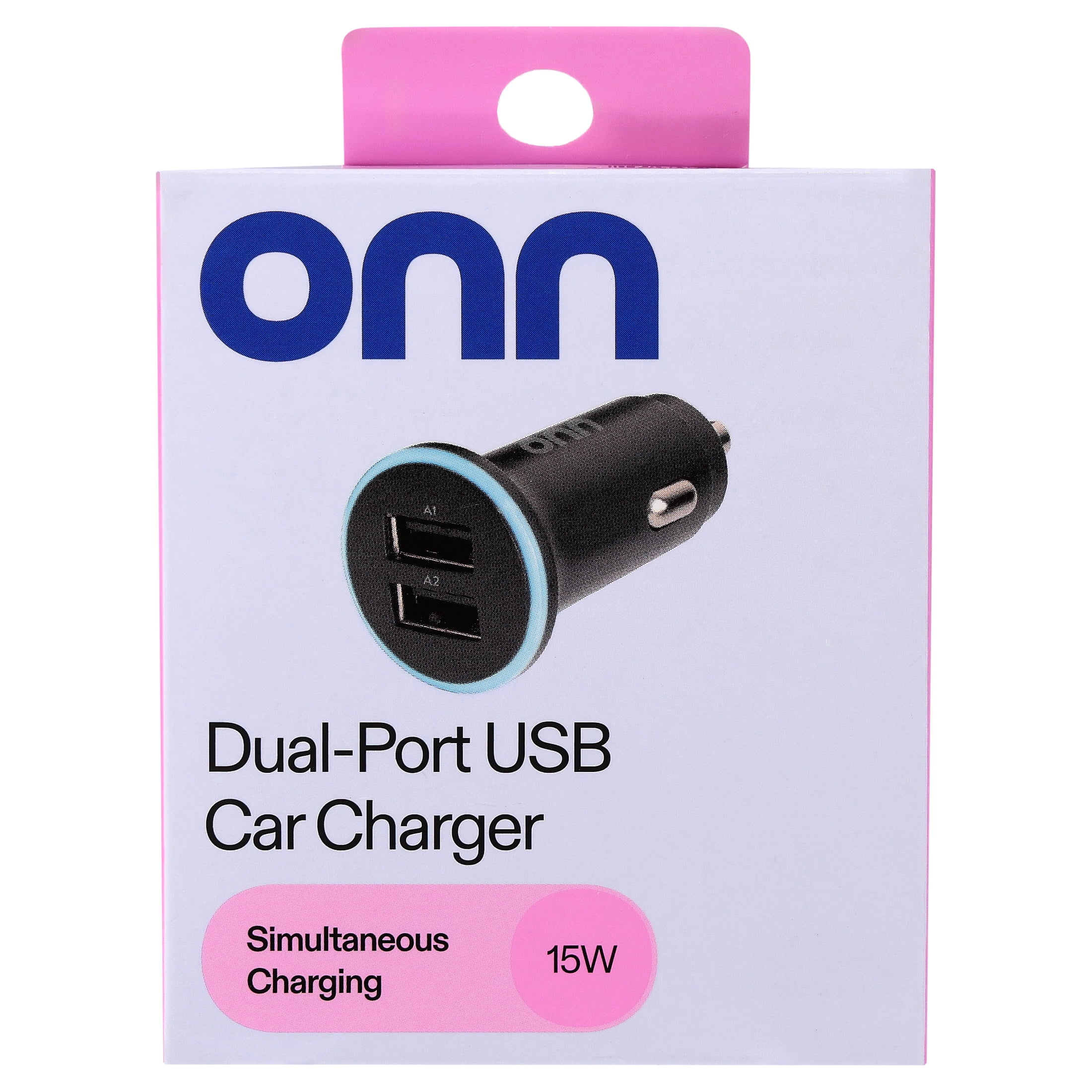 onn Dual-Port USB Car Charger