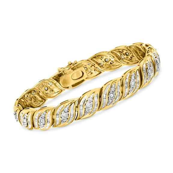 Ross-Simons 1.00 ct. t.w. Diamond Bracelet in 18kt Gold Over Sterling, Women's, Adult