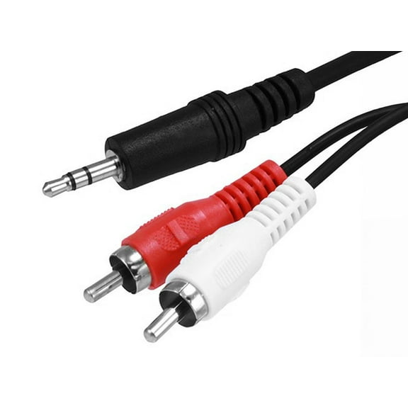 Monoprice 6ft 3.5mm Stereo Plug/2 RCA Plug Cable - Black