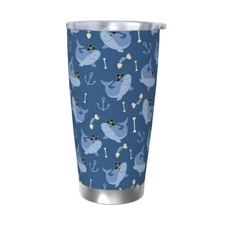 

Gukieu Shark pirate Print 20OZ Car Cup Vacuum Stainless Steel Leak-proof Thermos Cup Unisex Suitable for Home Outdoor and Sports-Without Straw