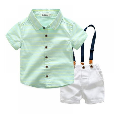 

BULLPIANO 3-7 Years Baby Boy Clothes Suits Toddler Dress Shirt + Suspender Pants Outfit Sets Gentleman Wedding
