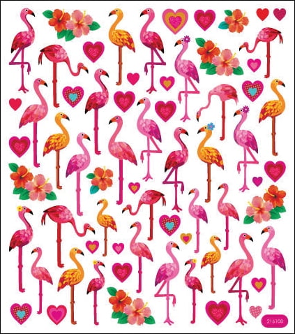 Multicolored Stickers-Flamingo Love