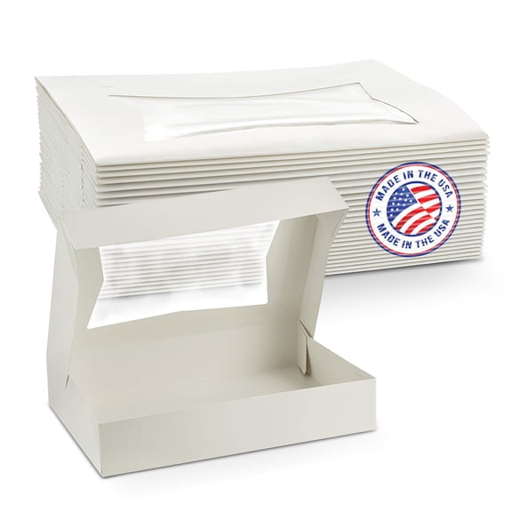 MT Products White Treat Boxes - 12" x 8" x 2.25" Bakery Boxes - Pack of 15