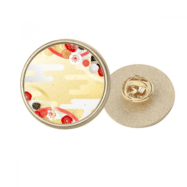 Sakura geometría Flores patron de Japón Unbranded Broche de oro metálico circular
