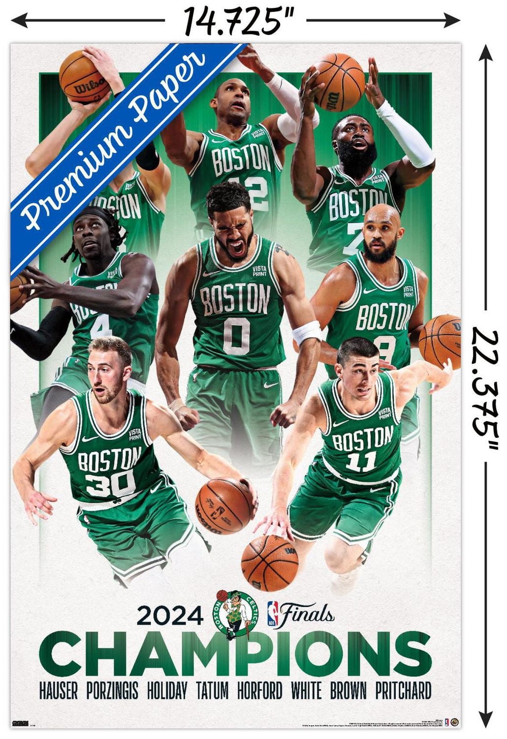 NBA Boston Celtics - 2024 NBA Finals Champions Wall Poster, 22.375" x 34" Framed