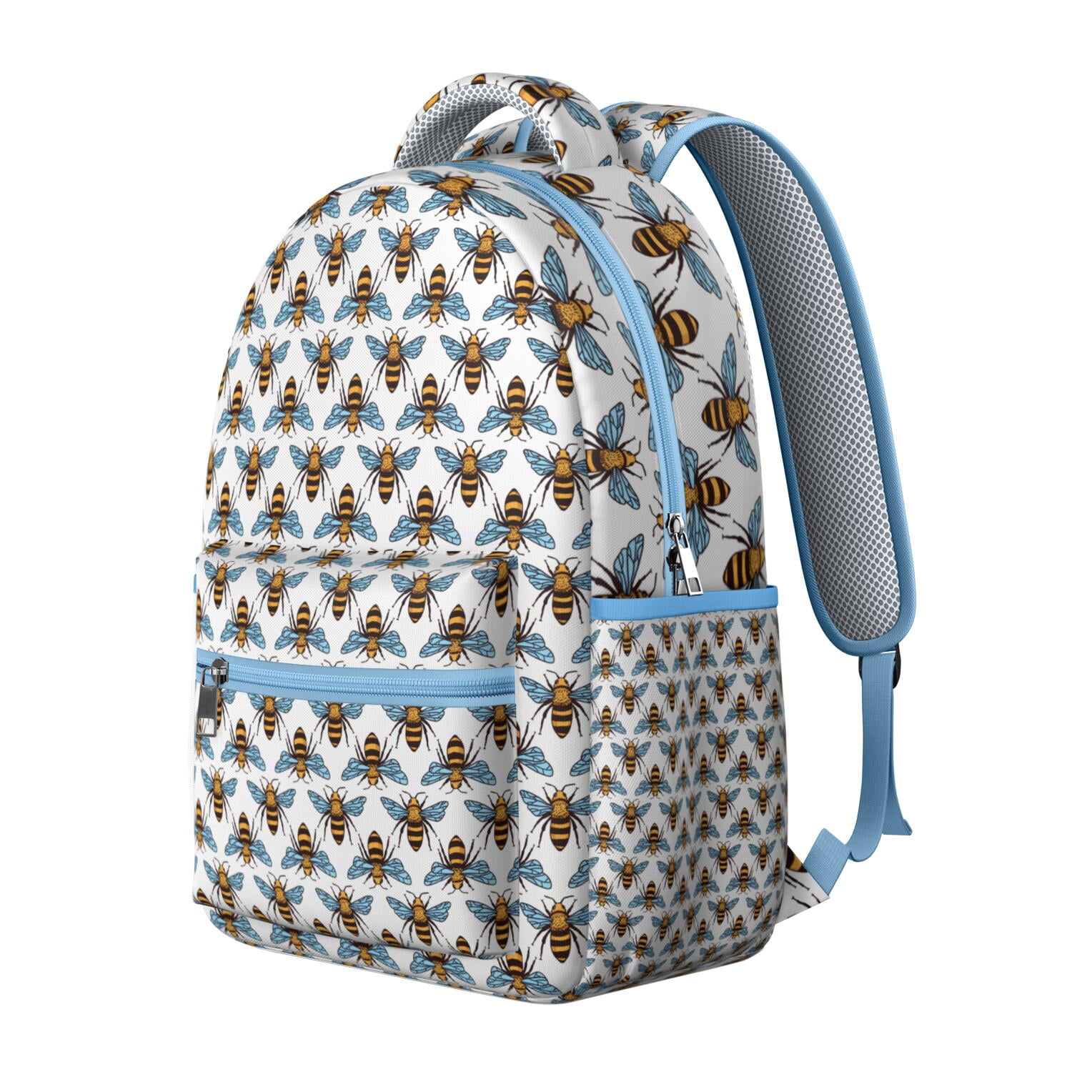Bees & Daisies Backpack&nbsp;- Fashionable School Bookbag for Girls & Boys, Lightweight Laptop Bag with USB-Free Design, Spacious Interior, Bee Print Gift