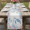 thumbnail image 4 of Sea Turtle Coastal Table Runner - 60 Inch Long Beach Nautical Ocean Coral Seahorse Cotton and Linen Blended Dress Scarves Farmhouse Table Runner for Kitchen Dining, Coffee Table, 13" x 60", 4 of 8
