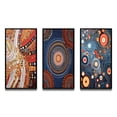 thumbnail image 2 of Designart "Amber Tinged Circular Dot Aboriginal Art IV" Transitional Framed Wall Art Set Of 3 - Red Abstract Transitional Frame Gallery Set For Office Decor, 2 of 6