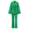 thumbnail image 2 of Heiheiup Dresses For Women 2024 Ladies' Spring And Autumn Solid Color Fashion Long Sleeve Slacks Crepe Ladies' Solid Color Nightgown Home Clothes, 2 of 4