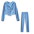 thumbnail image 4 of Lindreshi 2 Piece Sweat Suits for Women Fashion Women V-Neck Casual Solid Color Long Sleeve Sweatshirt+ Pant Set, 4 of 7