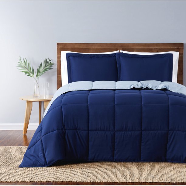 Truly Soft Everyday Navy and Light Blue Reversible Full/Queen Comforter