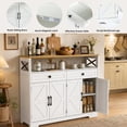 thumbnail image 4 of Poshby 47''W Sideboard Buffet Cabinet with Storage, Charging Station for Kitchen, Living Room, Beige, 4 of 11