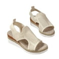 thumbnail image 4 of Beach Women's Sandals Clearance, Xunlbb Summer Big Size New Flying Woven Fish Mouth Beach Sandals Mesh Cloth Breathable Wedge Shoes(Beige,Size:43), 4 of 9