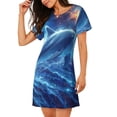 thumbnail image 2 of Balery Beautiful Ocean Dolphin Camisón de manga corta con cuello redondo para mujer, cómodo y elegante., 2 of 6