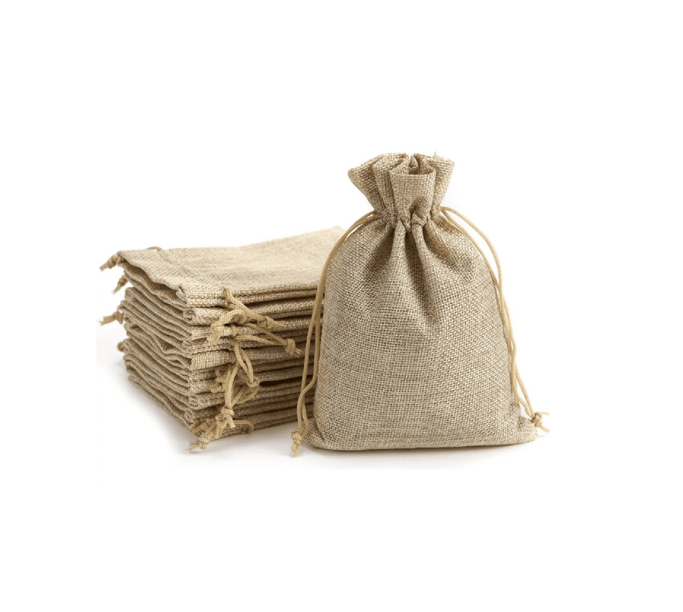 50pz Bolsas Costales Yute Con Cordón Dulceros Regalo 10×14cm