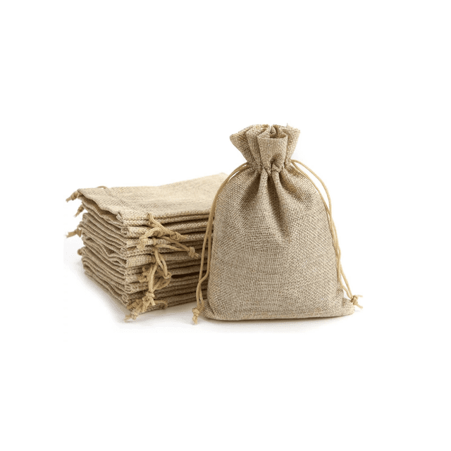 50pz Bolsas Costales Yute Con Cordón Dulceros Regalo 10×14cm marrón