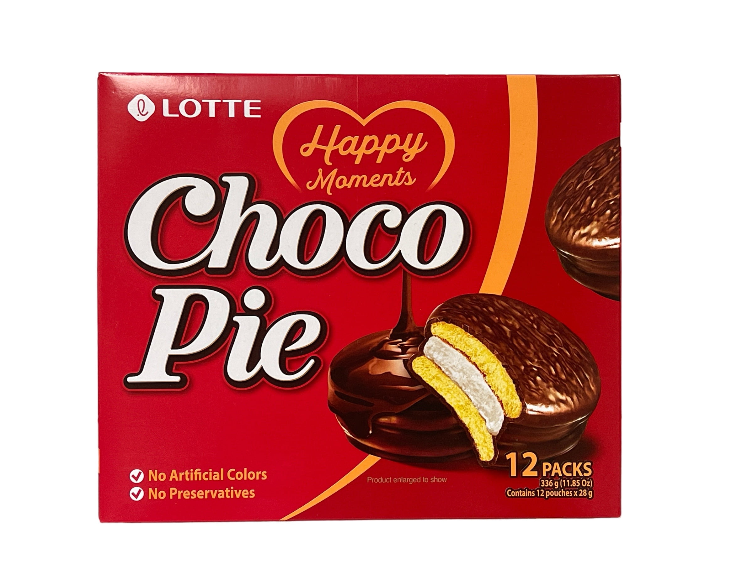 ダーツ chocopie Lotte Choco Pie, Chocolate Covered Marshmallow Cake, Box of 12