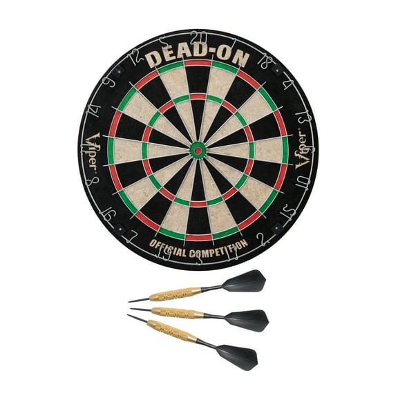 Viper Dead-On Sisal/Bristle Dartboard and Fat Cat Deluxe 23 Gram Steel Tip Darts