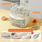 FYTPOV Countertop Ice Maker with Scoop and Handle, 24 Ice Cube Tray, White Ice Maker for Home Kitchen Office Bar Party and Camping