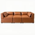 thumbnail image 2 of The Wexford Cognac Vegan Leather Modular Sofa - 92.5W x 59.1D x 27.2H for Living Room - Durable & Comfortable, 2 of 5